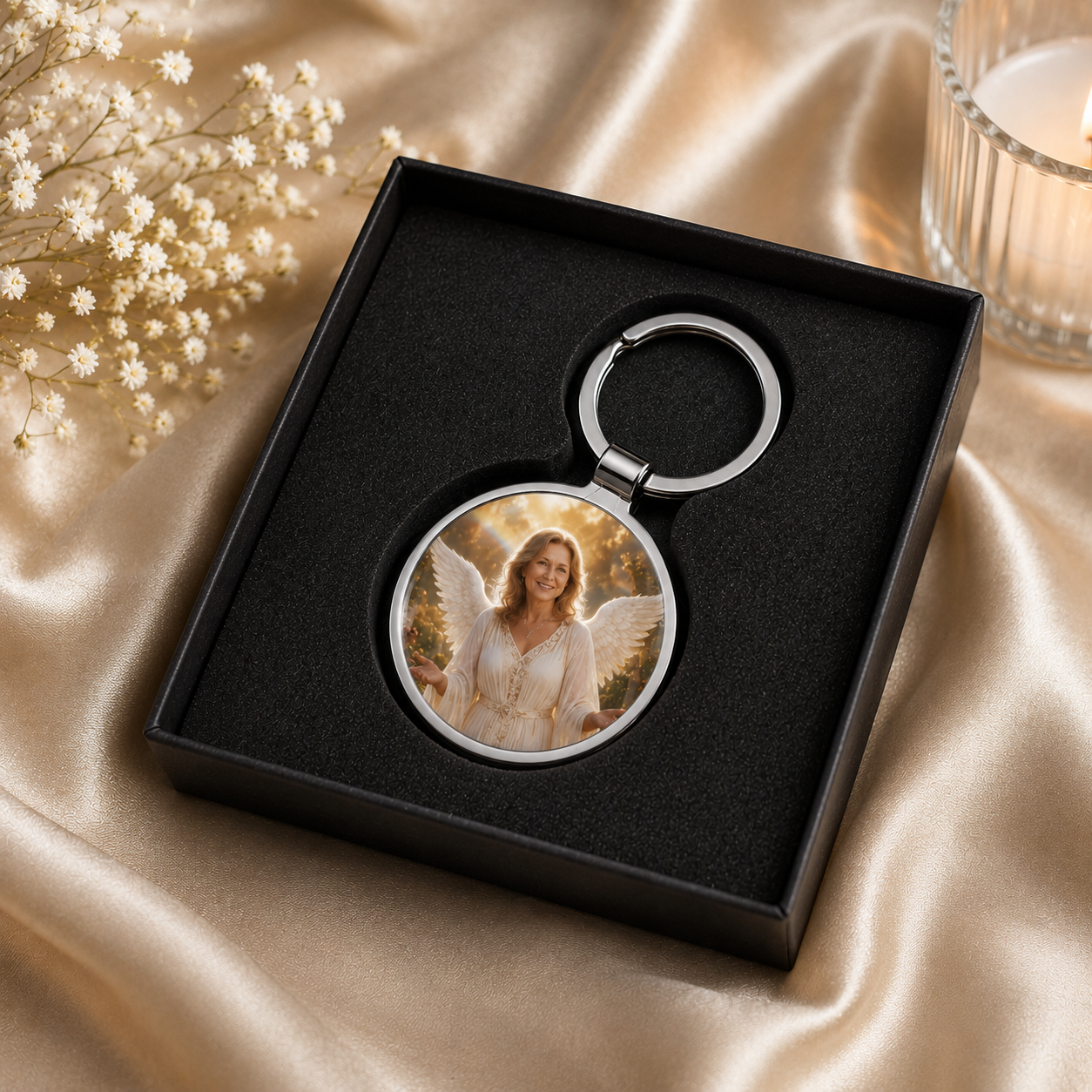 Personalised Guardian Angel Photo Keyring – Keep Your Guardian Angel With You Always