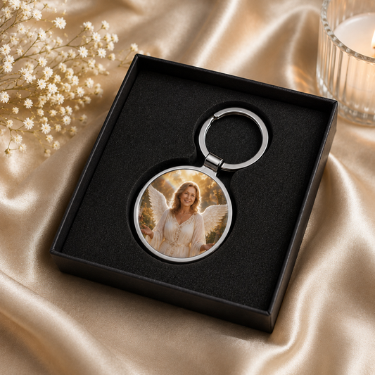 Personalised Guardian Angel Photo Keyring – Keep Your Guardian Angel With You Always