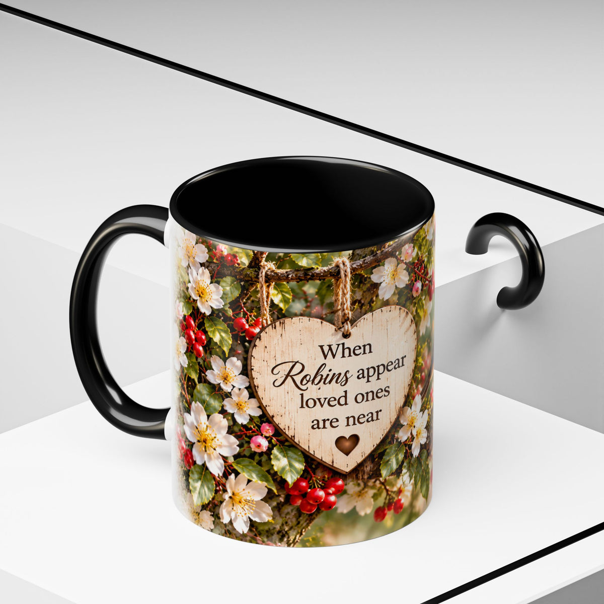 Robin Memorial Mug – When Robins Appear, Loved Ones Are Near (11oz)