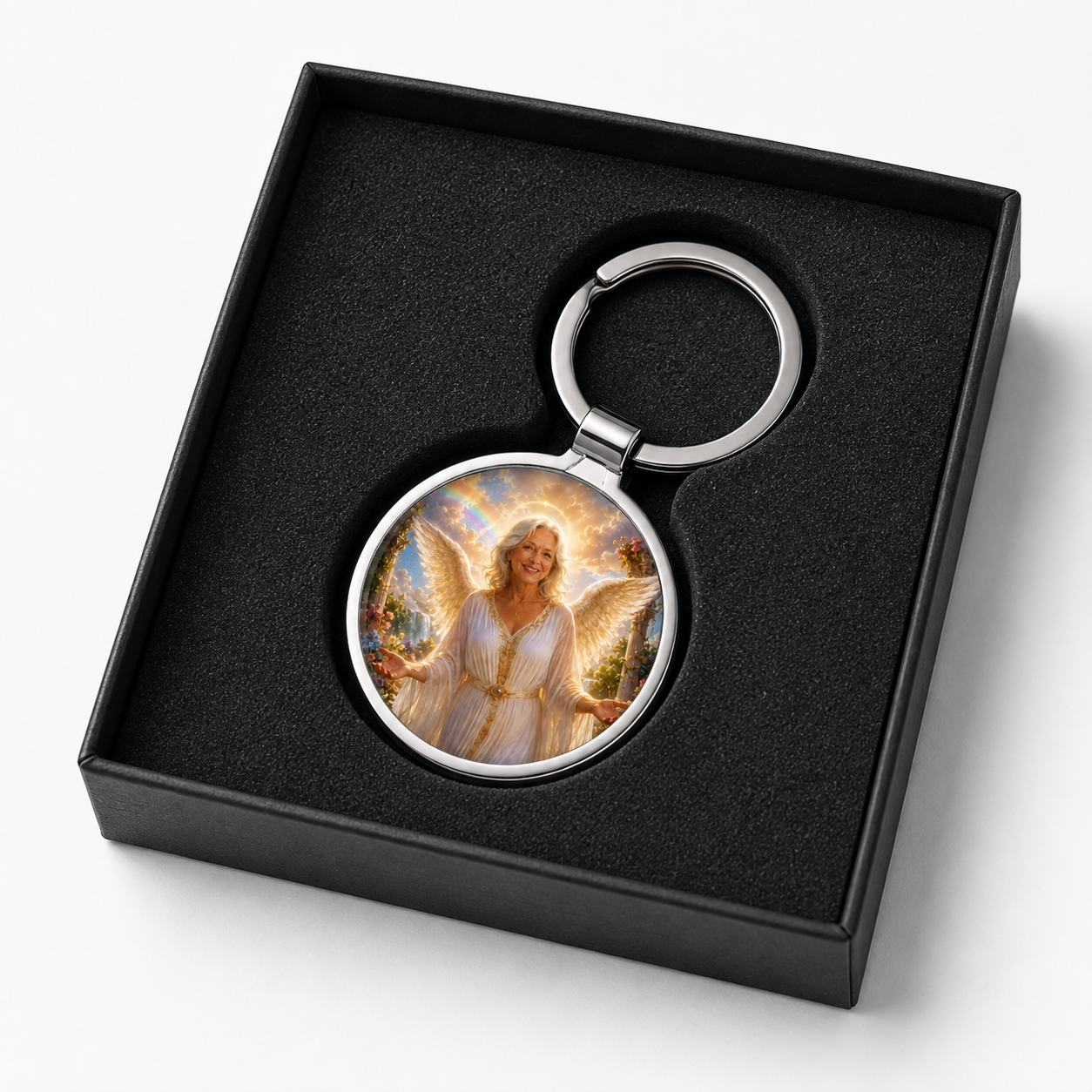 Personalised Guardian Angel Photo Keyring – Keep Your Guardian Angel With You Always